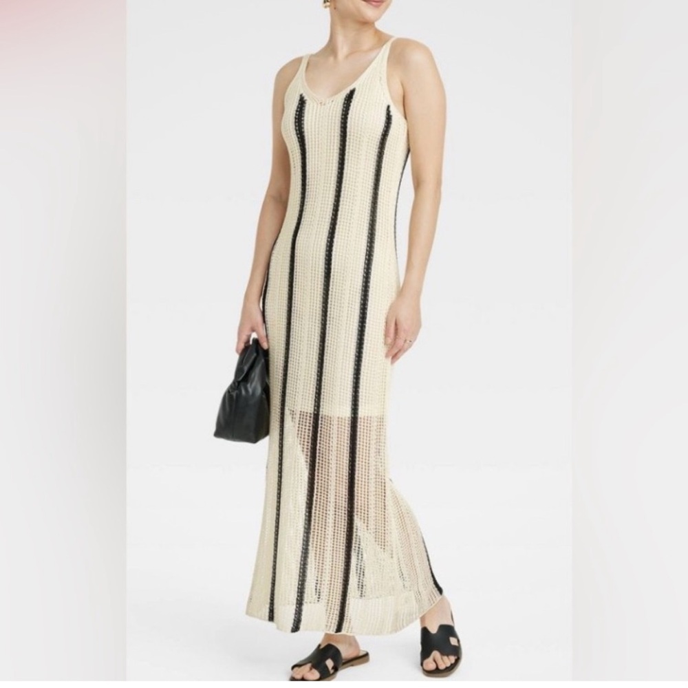 ✨A New Day Black and Cream Spaghetti Strap Sundress